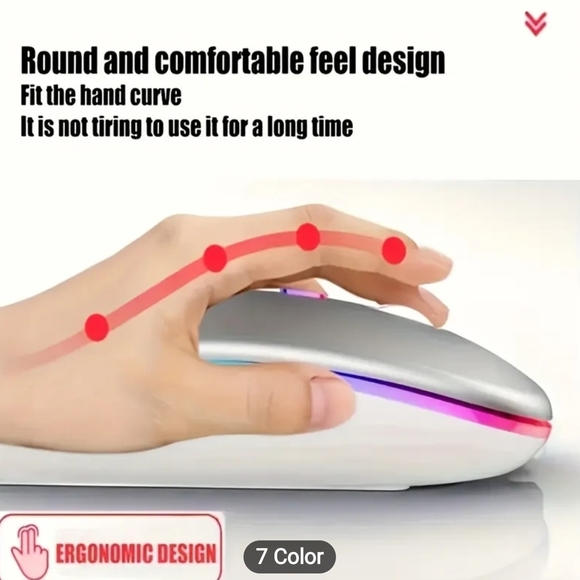 Wireless Rechargeable LED Mouse - Gray - Picture 6 of 8